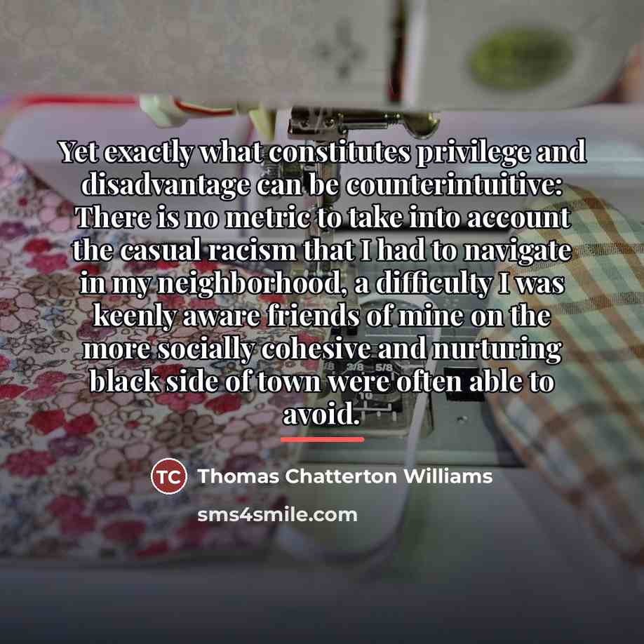“Yet exactly what constitutes privilege and disadvantage can be counterintuitive:…” quote by Thomas Chatterton Williams