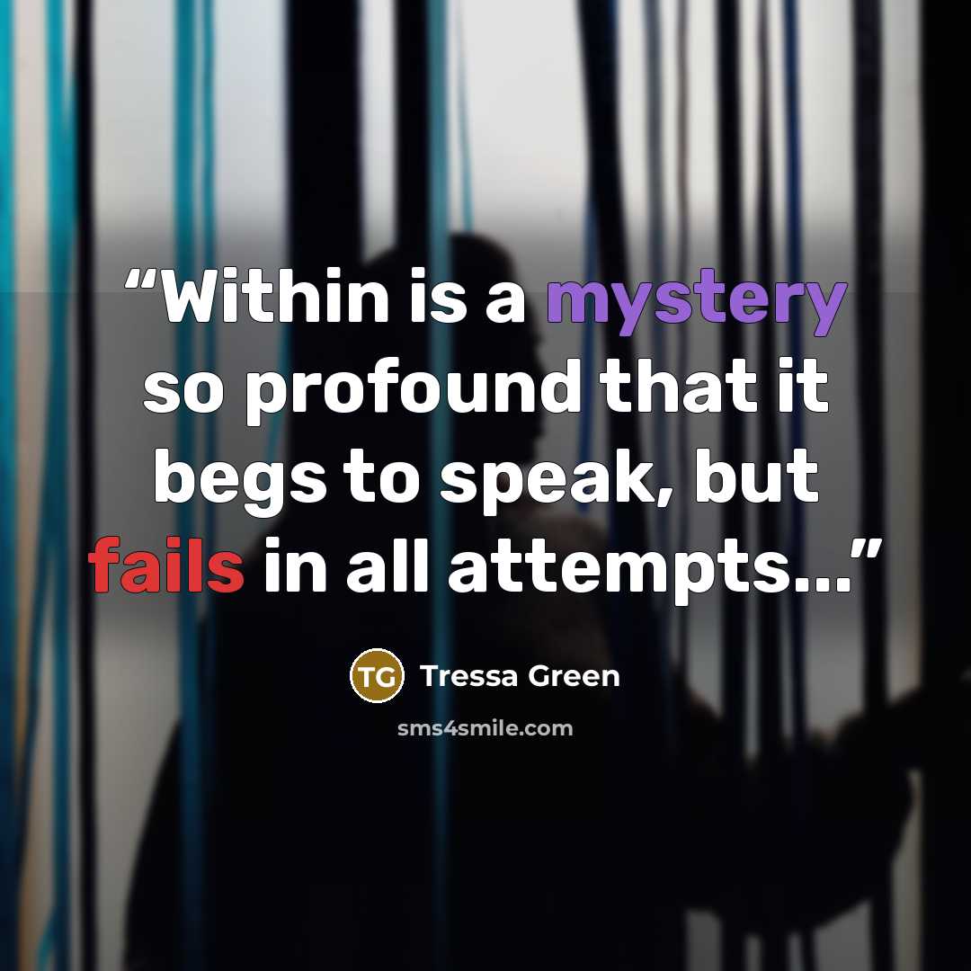 “Within is a mystery so profound that it begs to speak, but fails in all attempts...” quote by Tressa Green