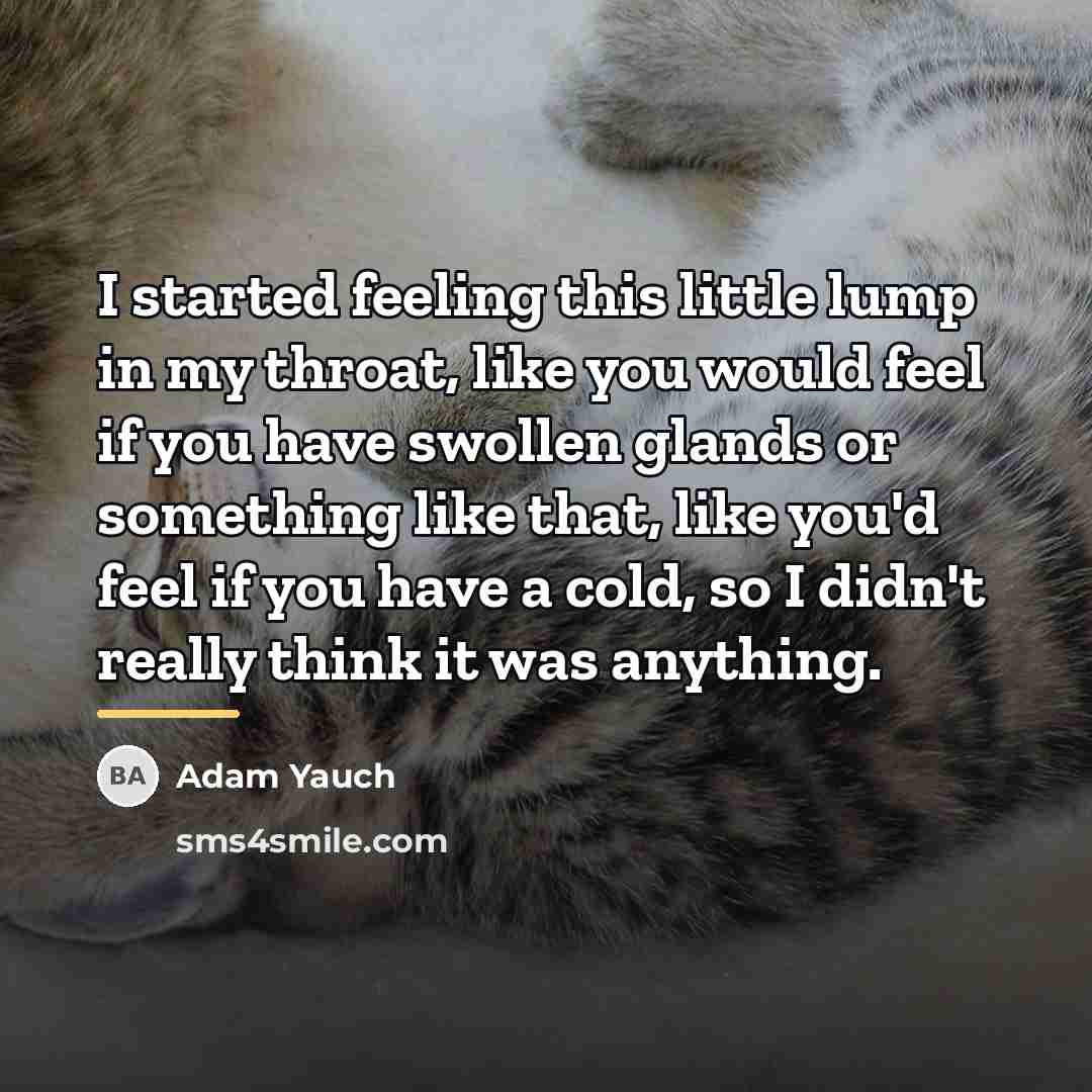“I started feeling this little lump in my throat, like…” quote by Adam Yauch