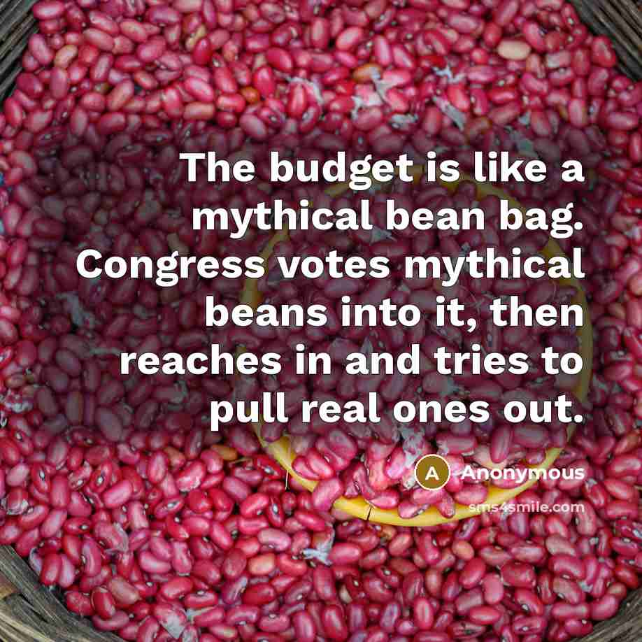 “The budget is like a mythical bean bag. Congress votes…” quote by Anonymous