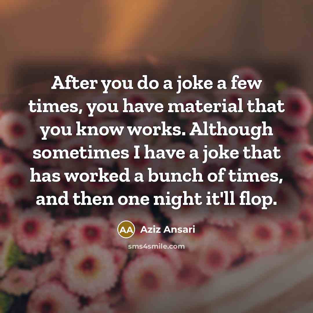 “After you do a joke a few times, you have…” quote by Aziz Ansari