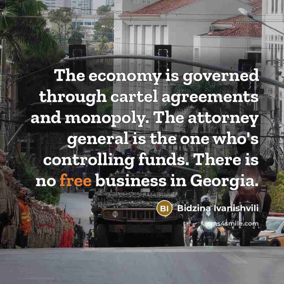 “The economy is governed through cartel agreements and monopoly. The…” quote by Bidzina Ivanishvili
