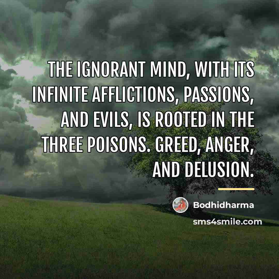 “The ignorant mind, with its infinite afflictions, passions, and evils,…” quote by Bodhidharma
