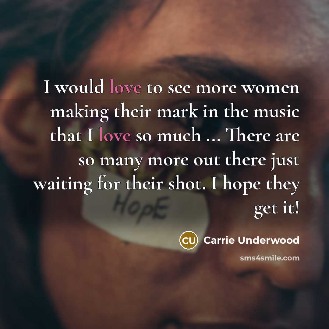 “I would love to see more women making their mark…” quote by Carrie Underwood
