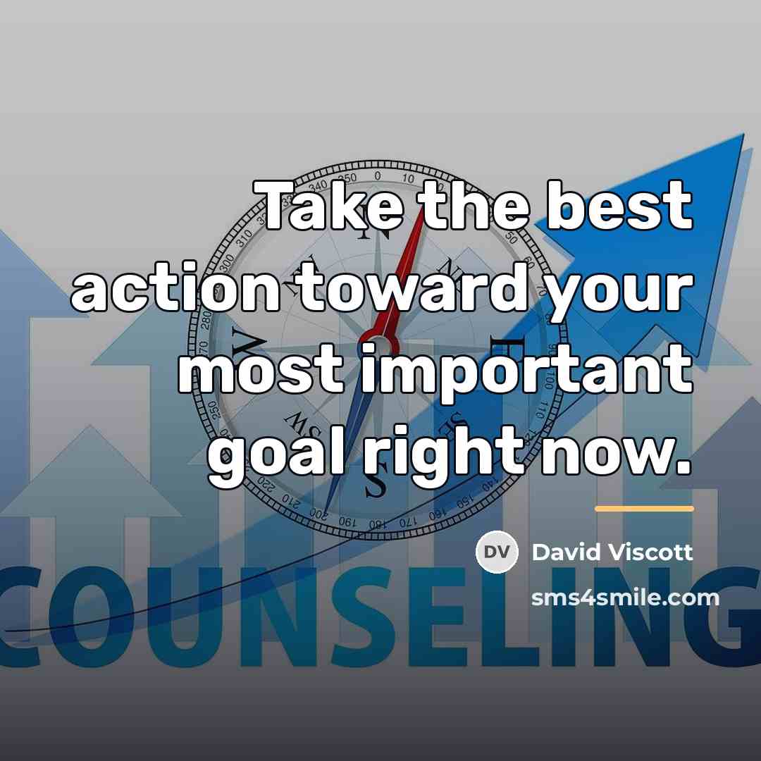 “Take the best action toward your most important goal right…” quote by David Viscott