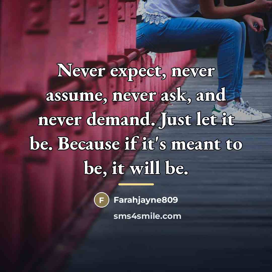 “Never expect, never assume, never ask, and never demand. Just…” quote by Farahjayne809