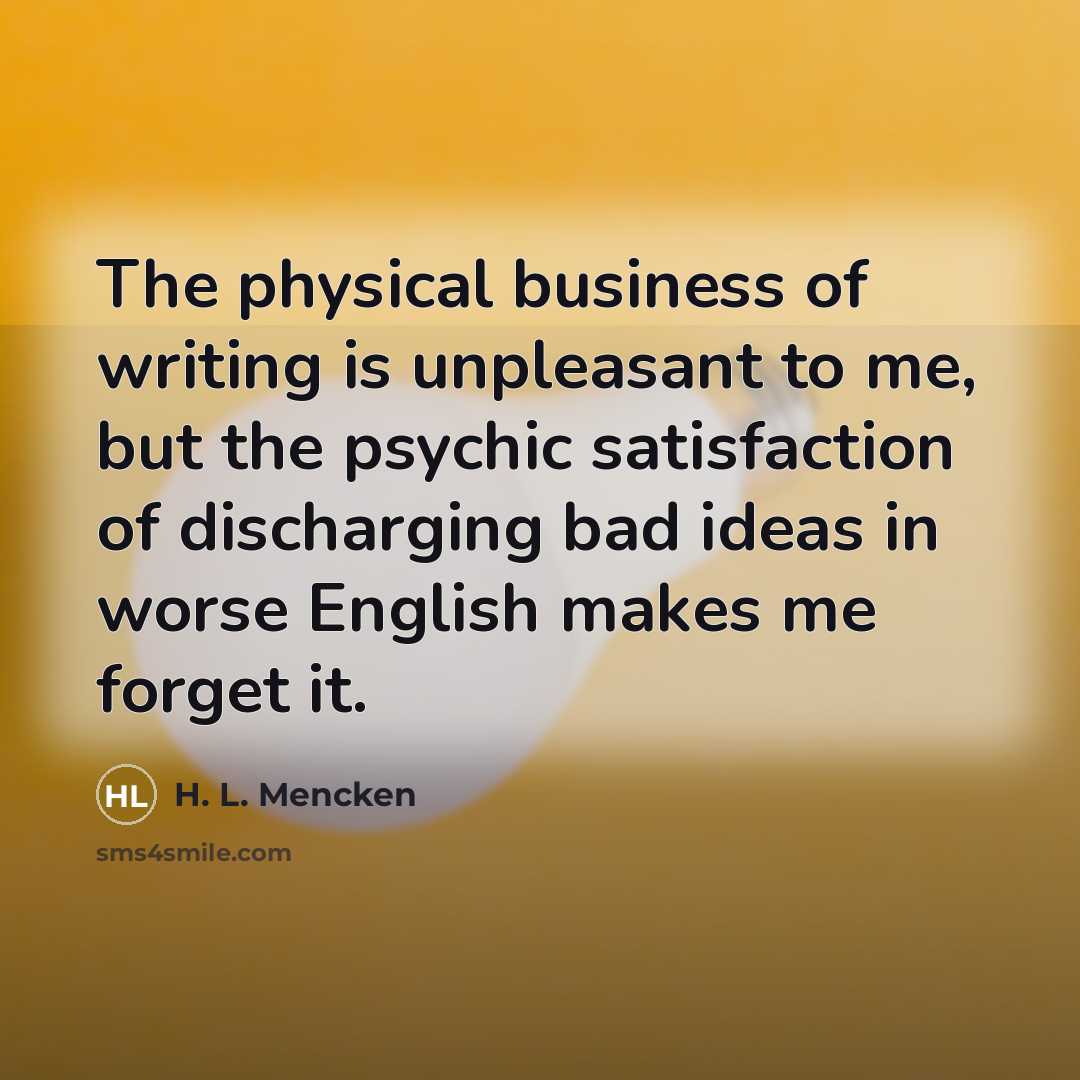 “The physical business of writing is unpleasant to me, but…” quote by H. L. Mencken