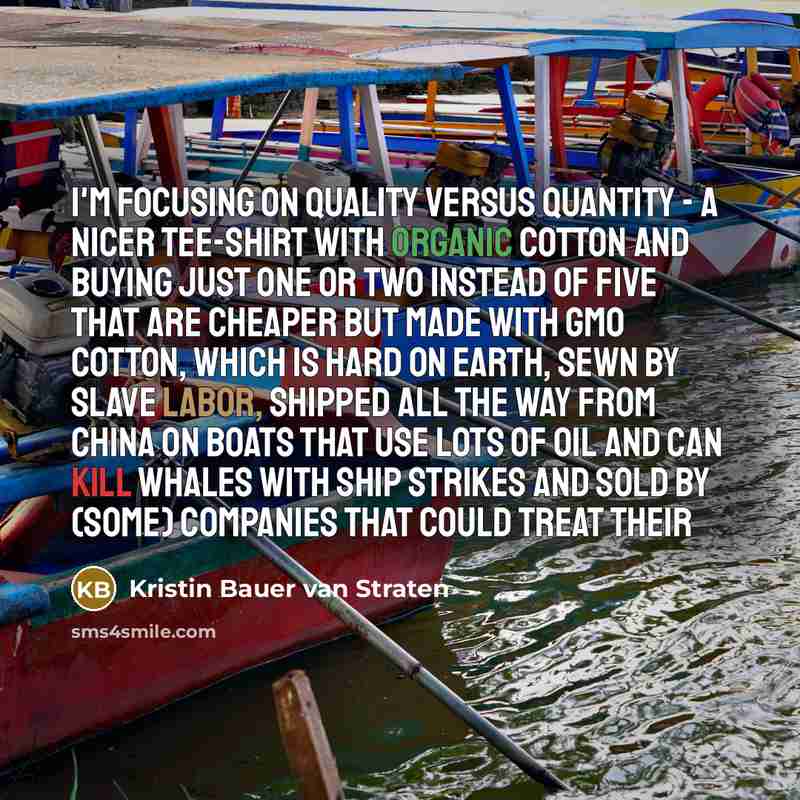 “I'm focusing on quality versus quantity - a nicer tee-shirt…” quote by Kristin Bauer van Straten