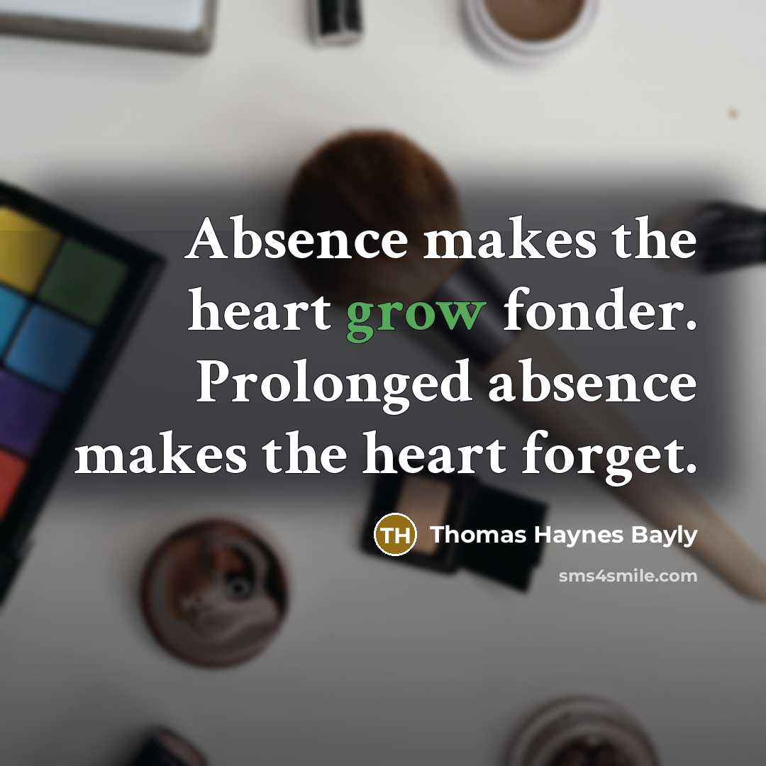 “Absence makes the heart grow fonder. Prolonged absence makes the…” quote by Thomas Haynes Bayly