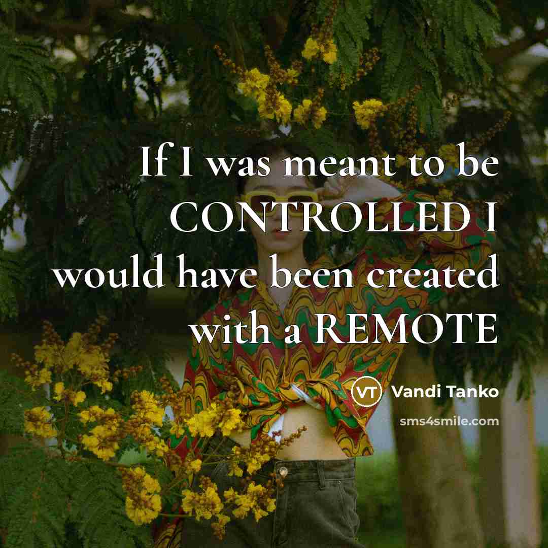 “If I was meant to be CONTROLLED I would have been created with a REMOTE” quote by Vandi Tanko