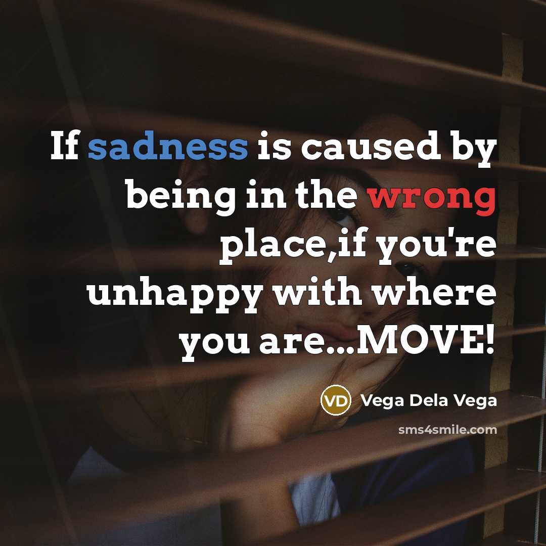 “If sadness is caused by being in the wrong place,if…” quote by Vega Dela Vega