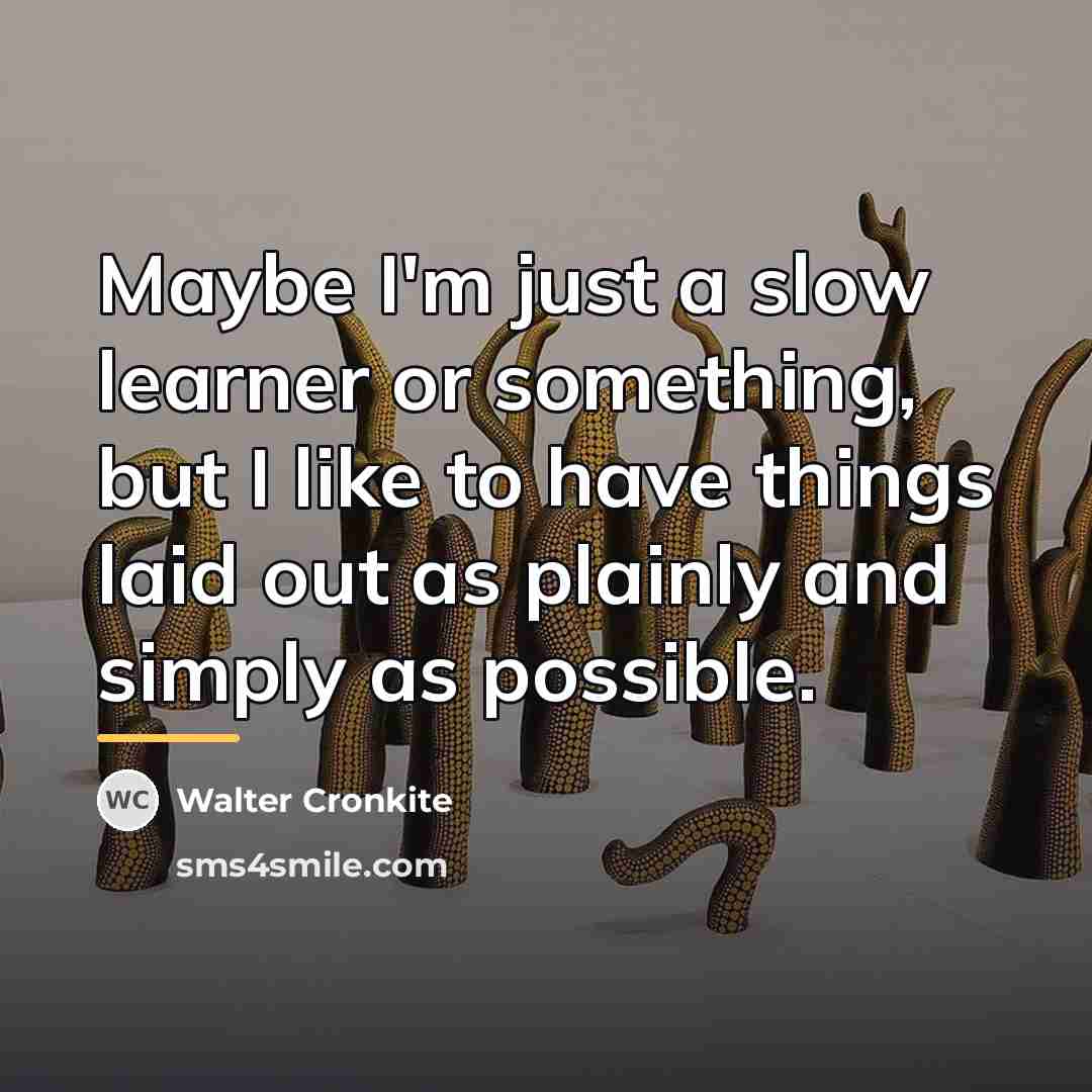 “Maybe I'm just a slow learner or something, but I…” quote by Walter Cronkite