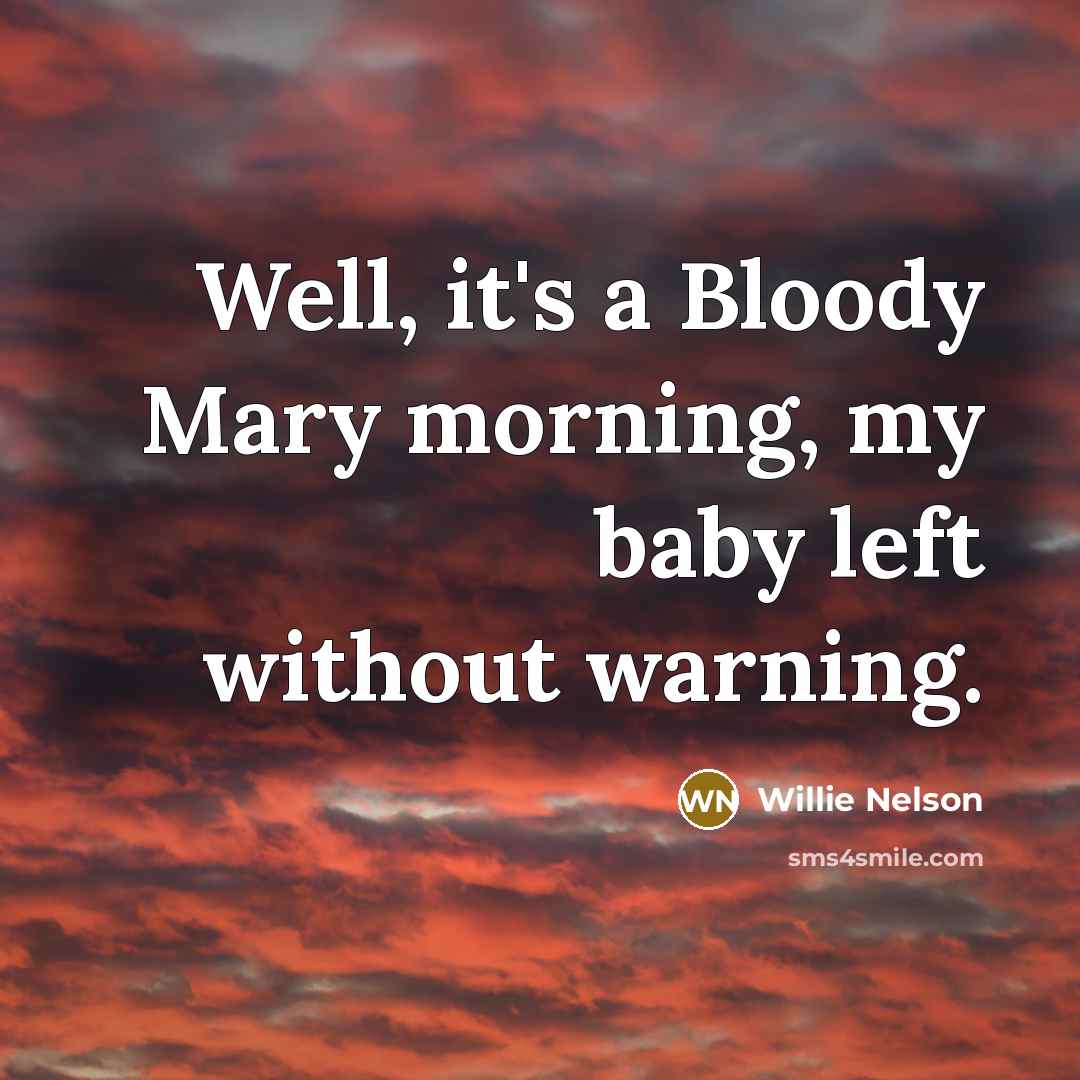 “Well, it's a Bloody Mary morning, my baby left without…” quote by Willie Nelson