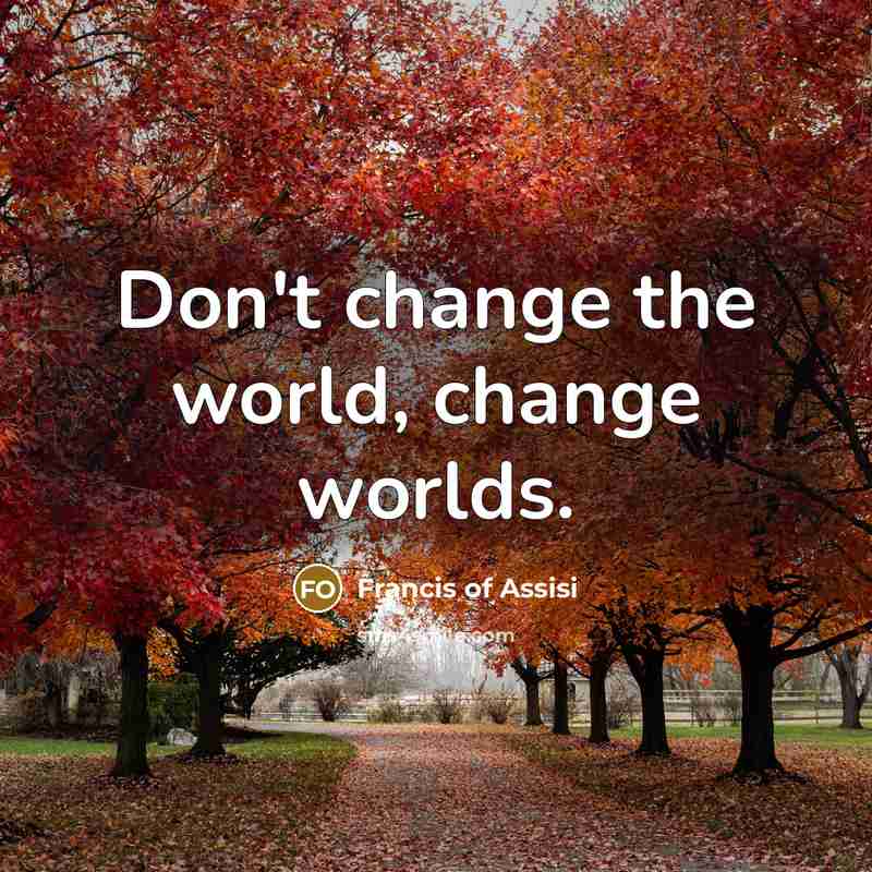 “Don't change the world, change worlds.…” quote by Francis of Assisi