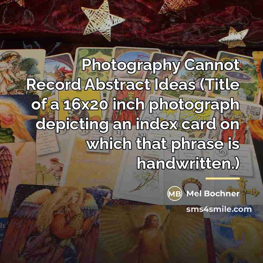 “Photography Cannot Record Abstract Ideas (Title of a 16x20 inch…” quote by Mel Bochner