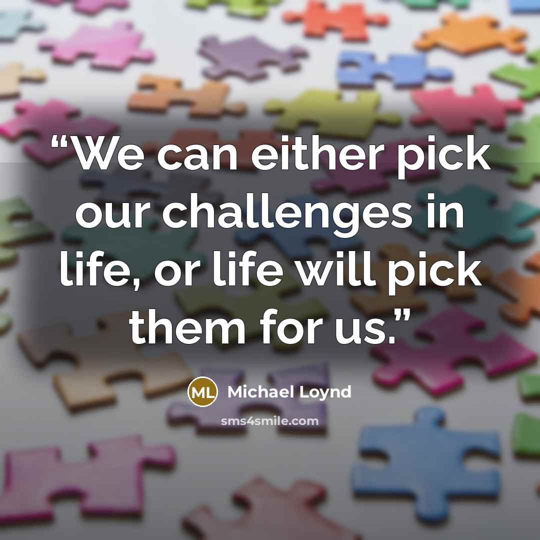 “We can either pick our challenges in life, or life will pick them for us.” quote by Michael Loynd