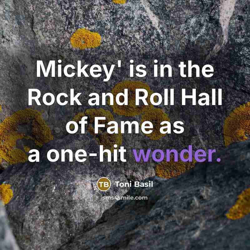 “Mickey' is in the Rock and Roll Hall of Fame…” quote by Toni Basil