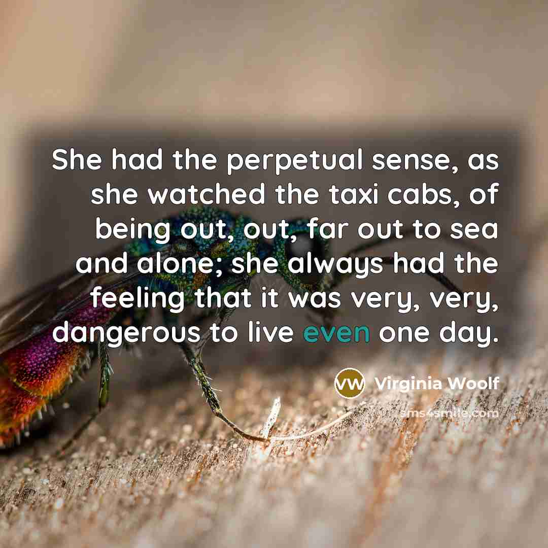 “She had the perpetual sense, as she watched the taxi…” quote by Virginia Woolf