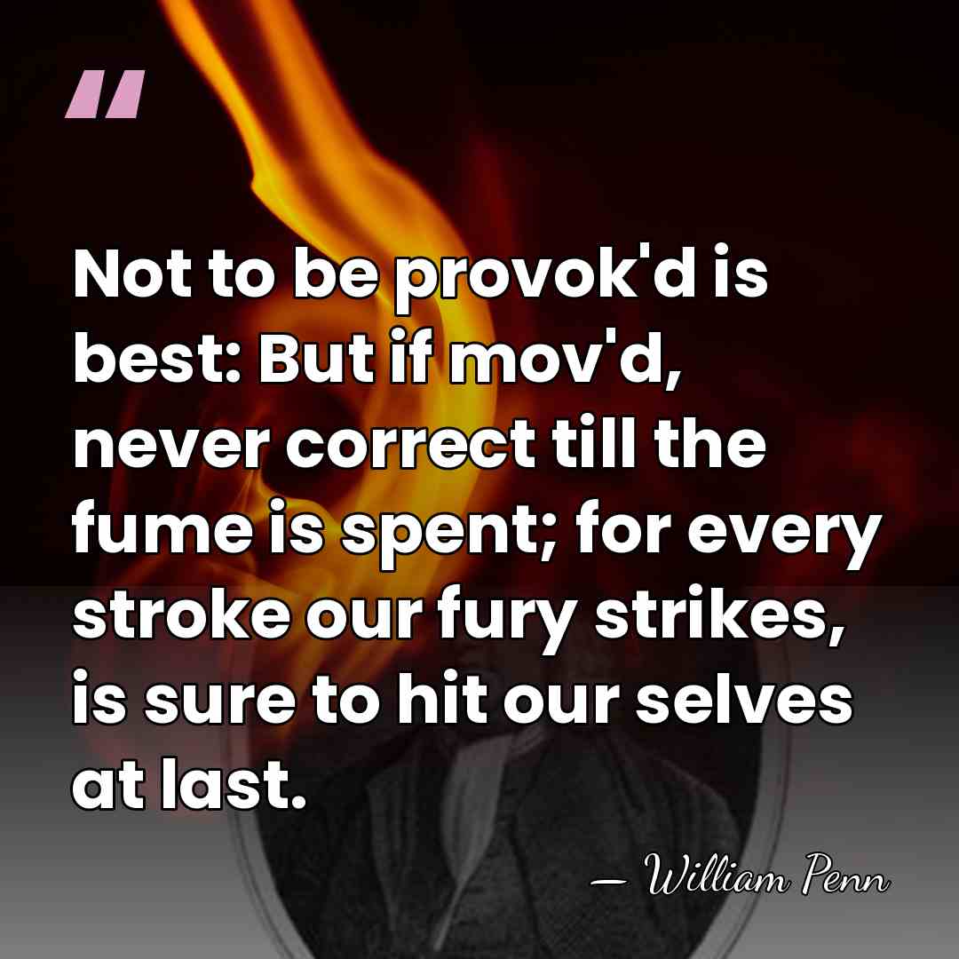 Not to be provok'd is best: But if mov'd, never correct till&hellip; - William Penn