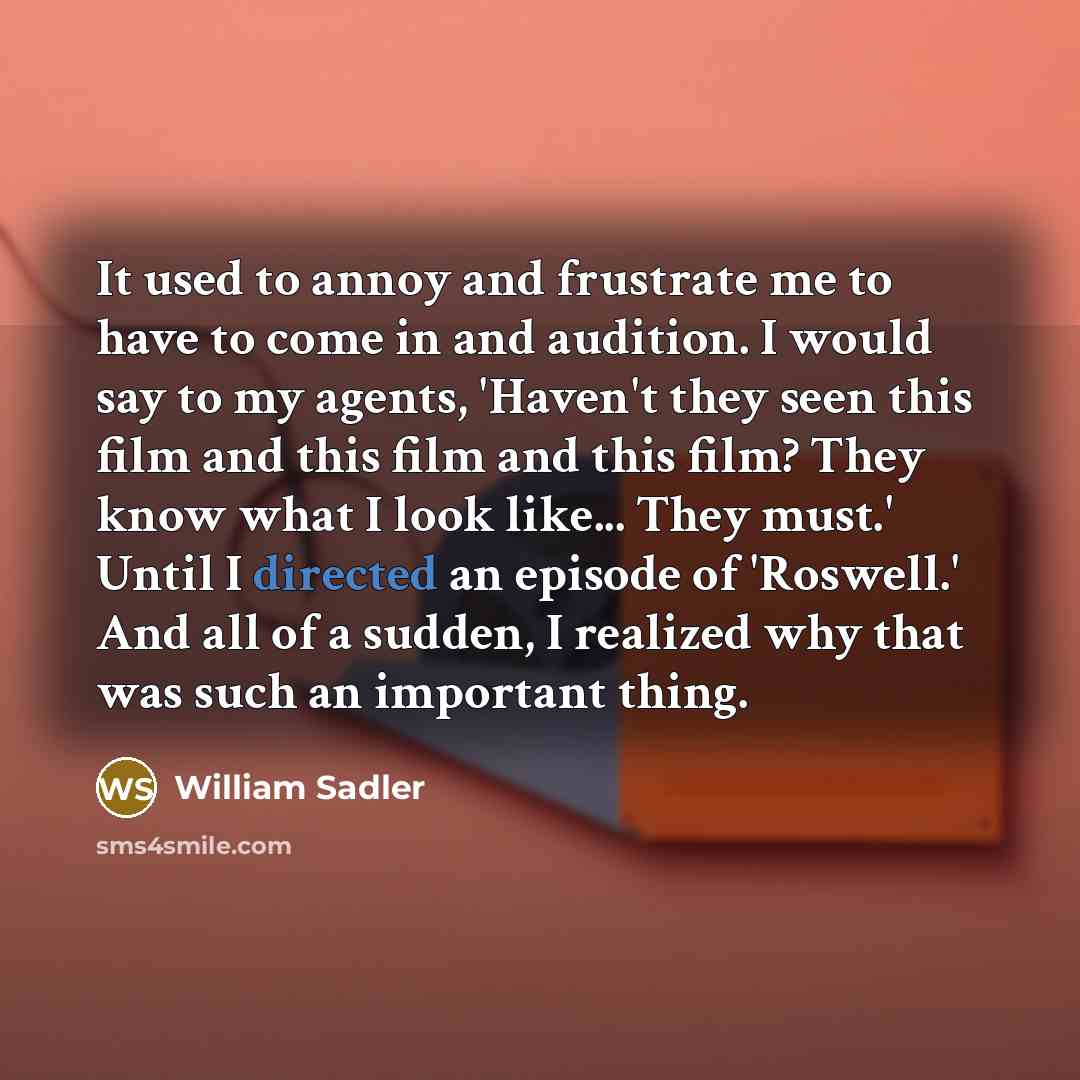 “It used to annoy and frustrate me to have to…” quote by William Sadler