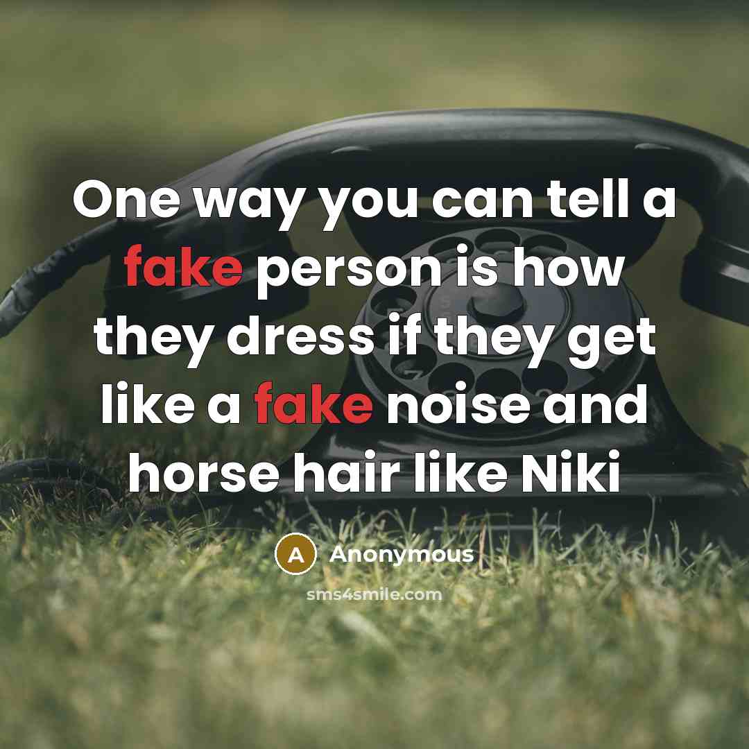 “One way you can tell a fake person is how they dress if they get like a fake noise and horse hair like Niki” quote by Anonymous