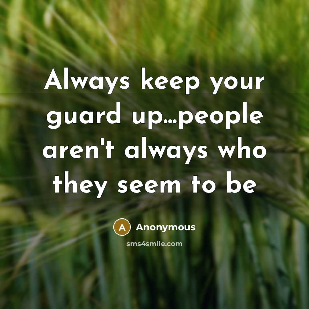 “Always keep your guard up...people aren't always who they seem to be” quote by Anonymous