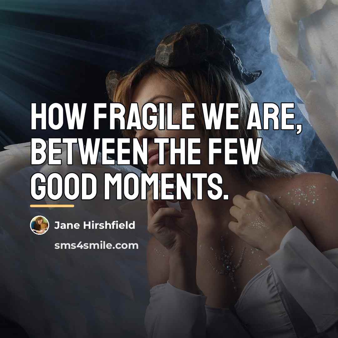 “How fragile we are, between the few good moments.…” quote by Jane Hirshfield