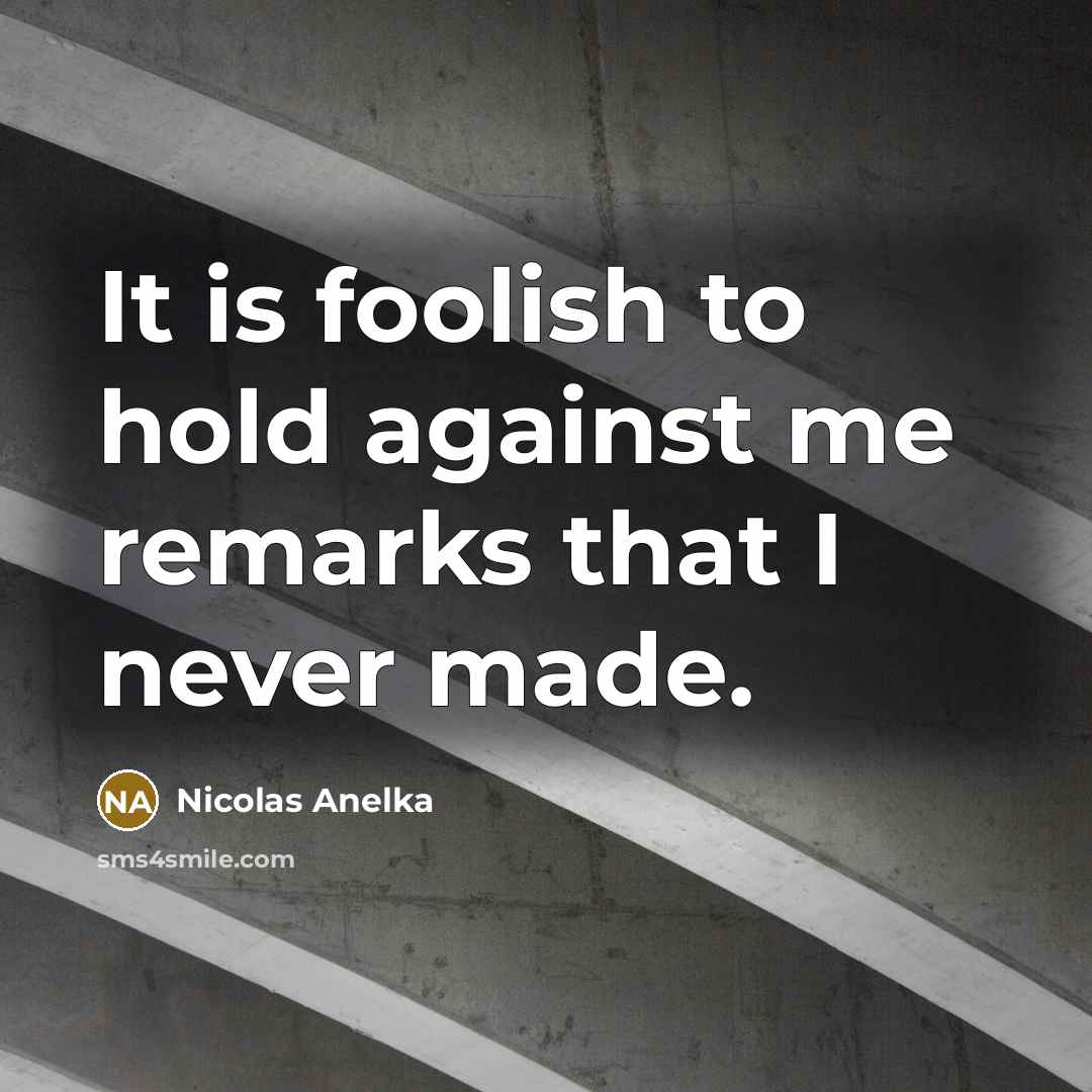 “It is foolish to hold against me remarks that I…” quote by Nicolas Anelka