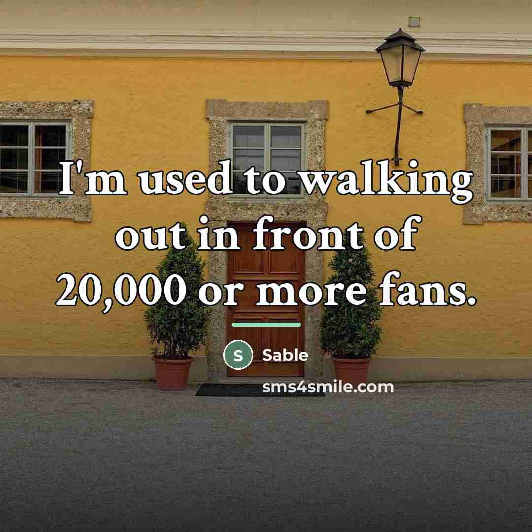 “I'm used to walking out in front of 20,000 or…” quote by Sable