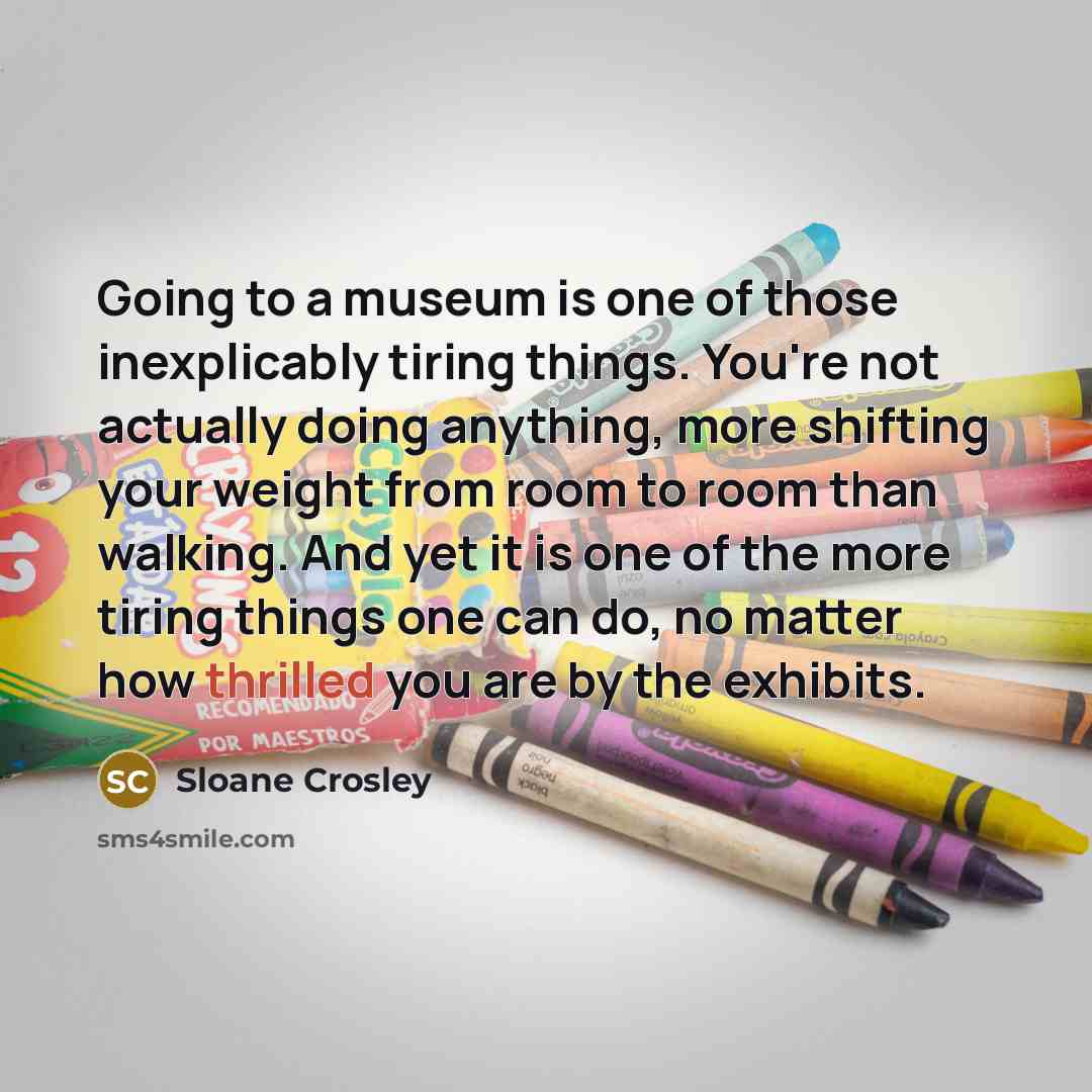 “Going to a museum is one of those inexplicably tiring…” quote by Sloane Crosley