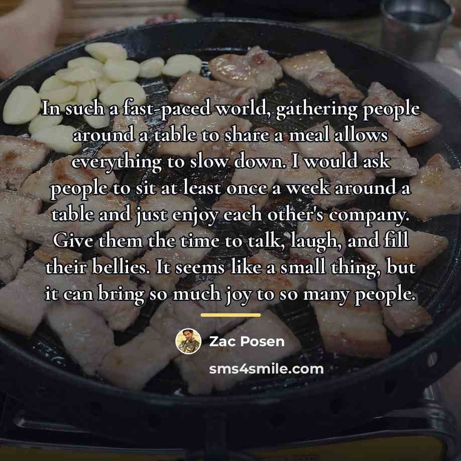 “In such a fast-paced world, gathering people around a table…” quote by Zac Posen