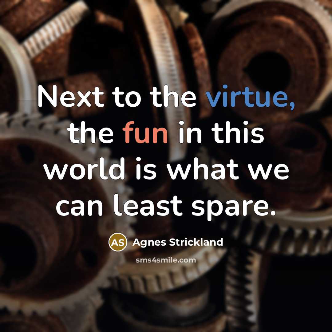 “Next to the virtue, the fun in this world is…” quote by Agnes Strickland