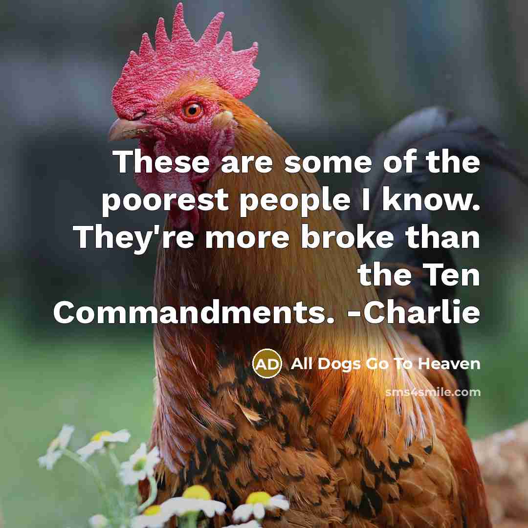 “These are some of the poorest people I know. They're more broke than the Ten Commandments. -Charlie” quote by All Dogs Go To Heaven