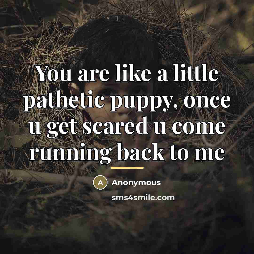 “You are like a little pathetic puppy, once u get…” quote by Anonymous
