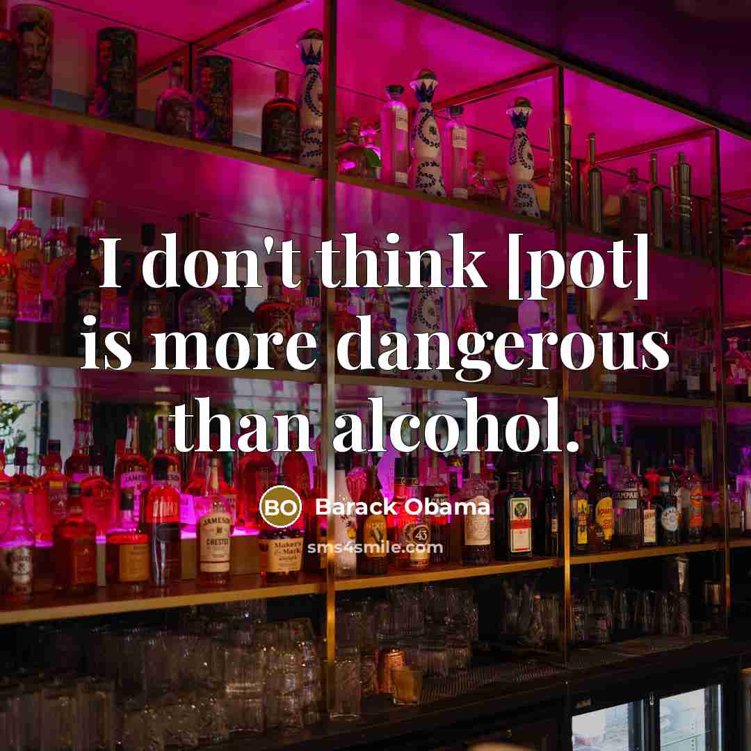 “I don't think [pot] is more dangerous than alcohol.…” quote by Barack Obama