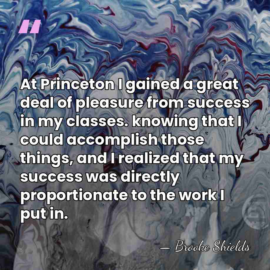 At Princeton I gained a great deal of pleasure from success in&hellip; - Brooke Shields