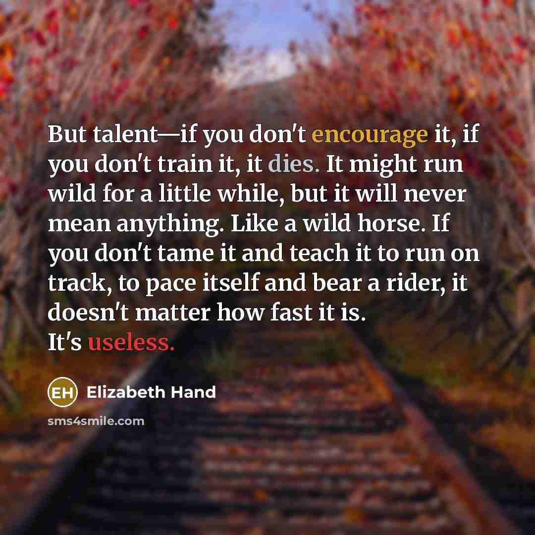“But talent—if you don't encourage it, if you don't train…” quote by Elizabeth Hand