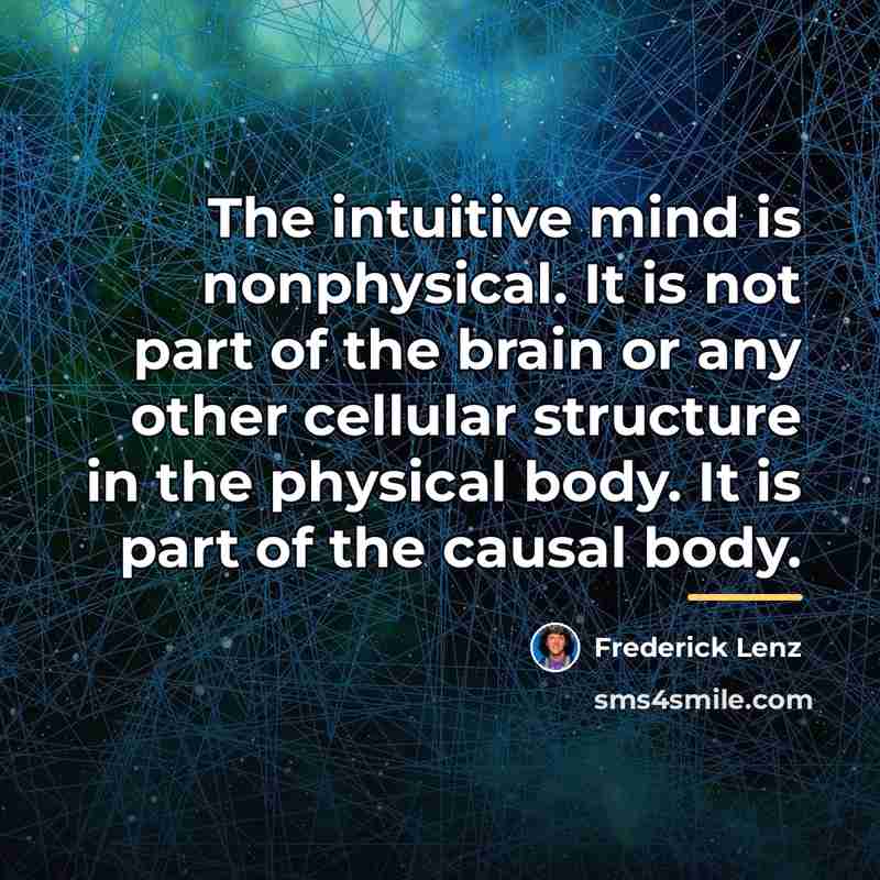 “The intuitive mind is nonphysical. It is not part of…” quote by Frederick Lenz