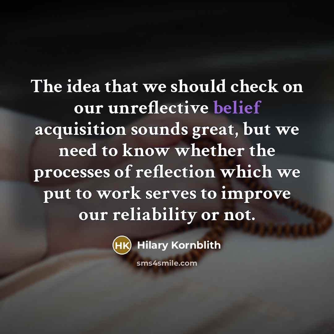 “The idea that we should check on our unreflective belief…” quote by Hilary Kornblith
