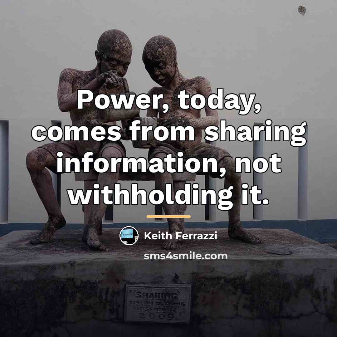 “Power, today, comes from sharing information, not withholding it.…” quote by Keith Ferrazzi