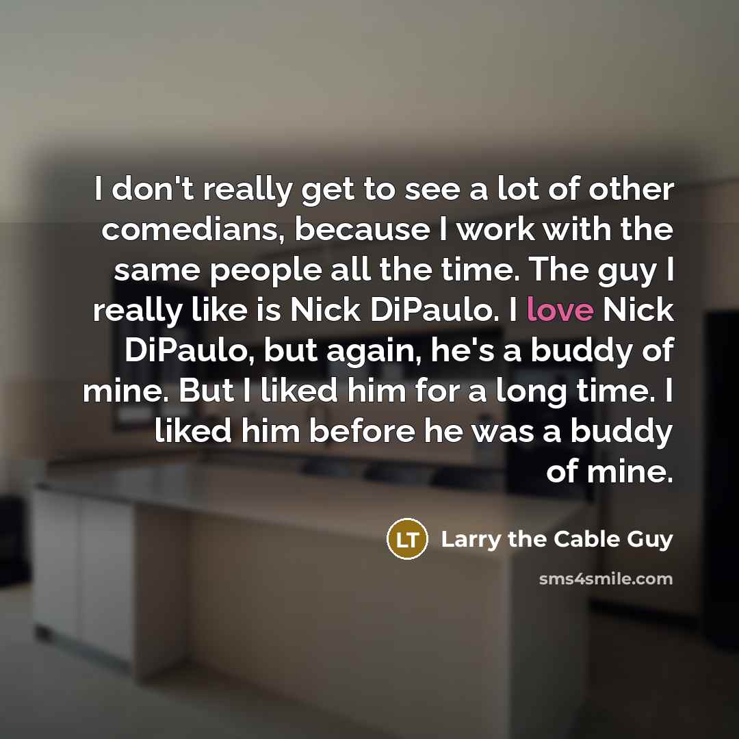 “I don't really get to see a lot of other…” quote by Larry the Cable Guy