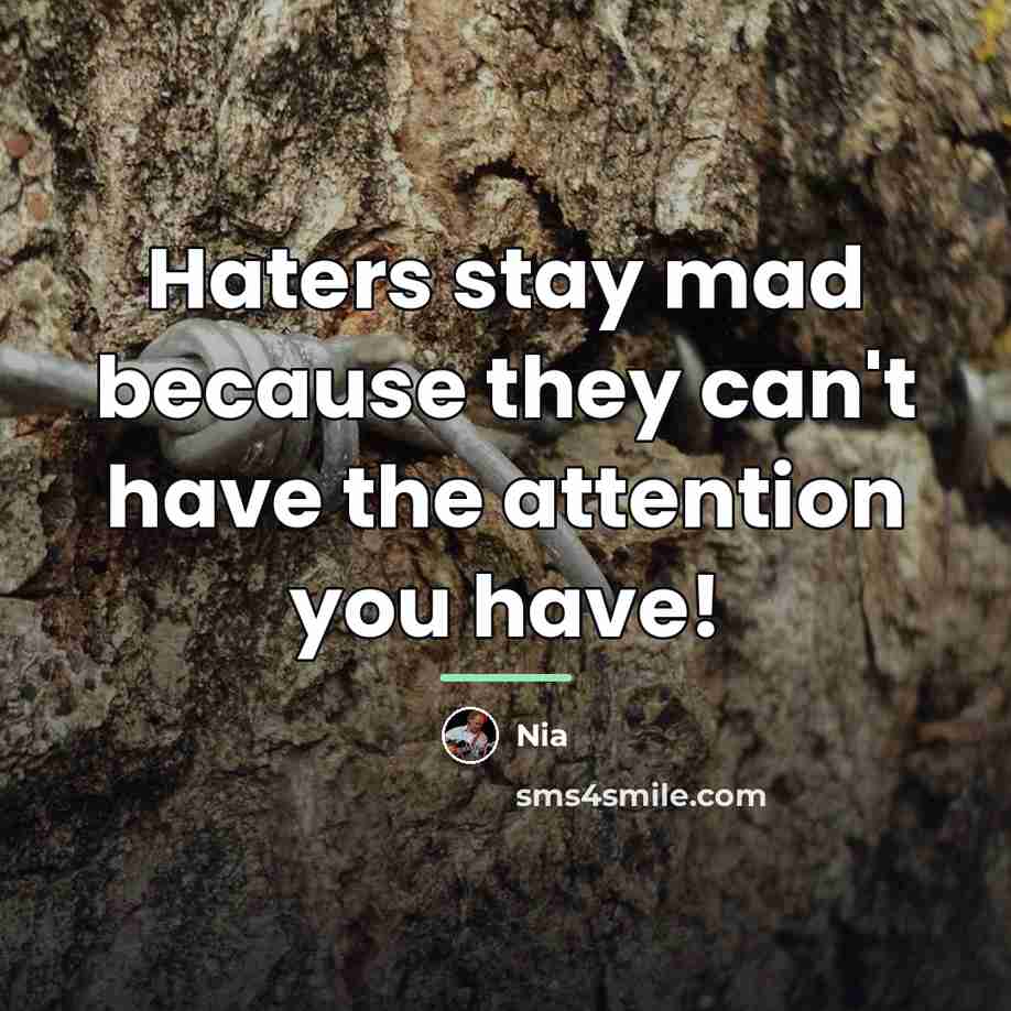 “Haters stay mad because they can't have the attention you…” quote by Nia