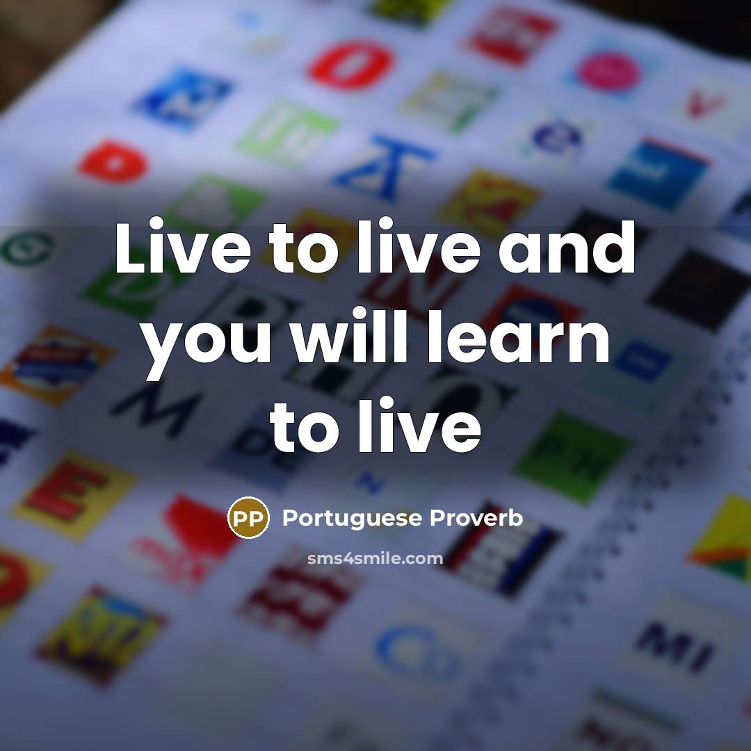 “Live to live and you will learn to live…” quote by Portuguese Proverb