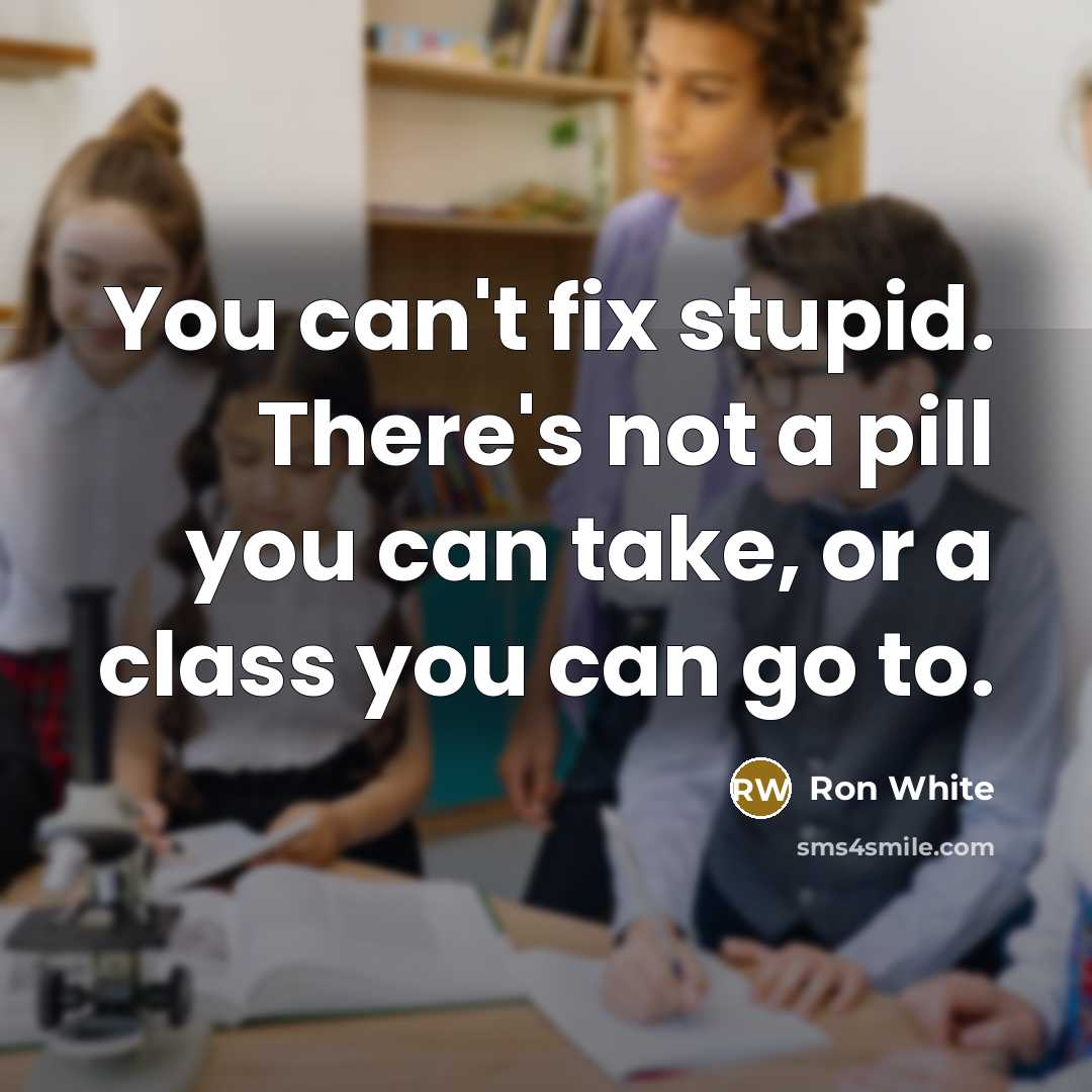 “You can't fix stupid. There's not a pill you can…” quote by Ron White