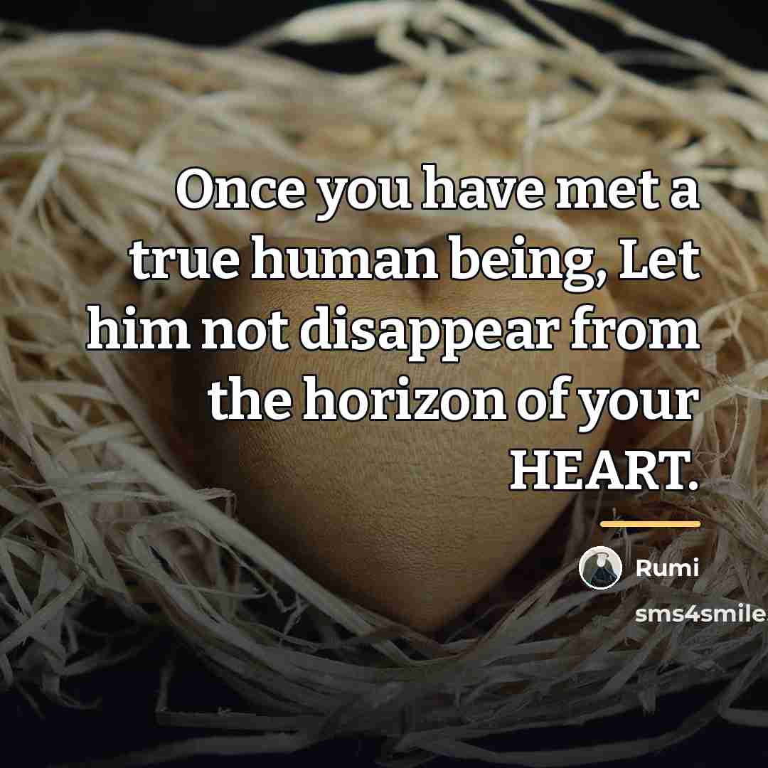 “Once you have met a true human being, Let him…” quote by Rumi