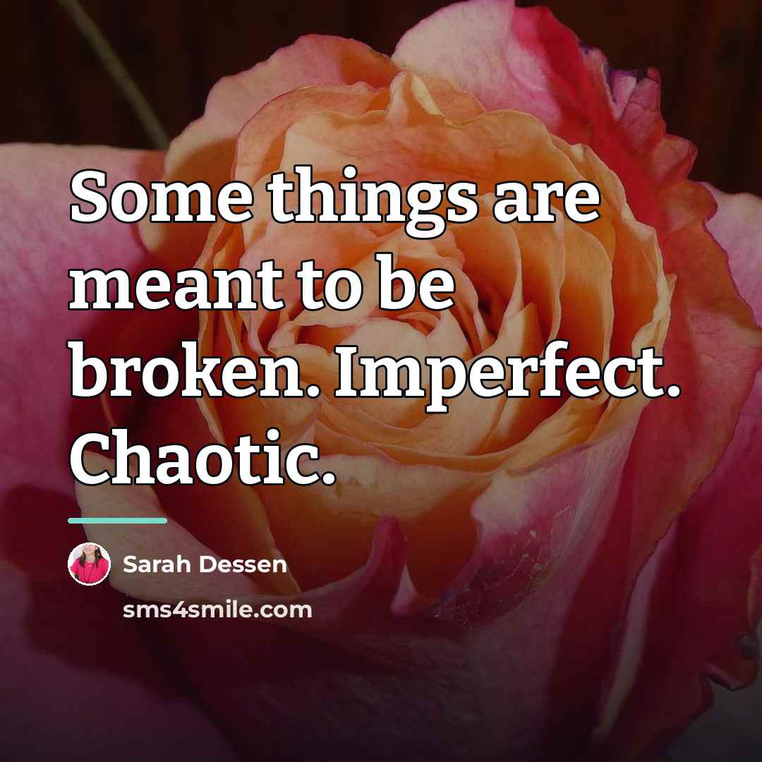 “Some things are meant to be broken. Imperfect. Chaotic.…” quote by Sarah Dessen