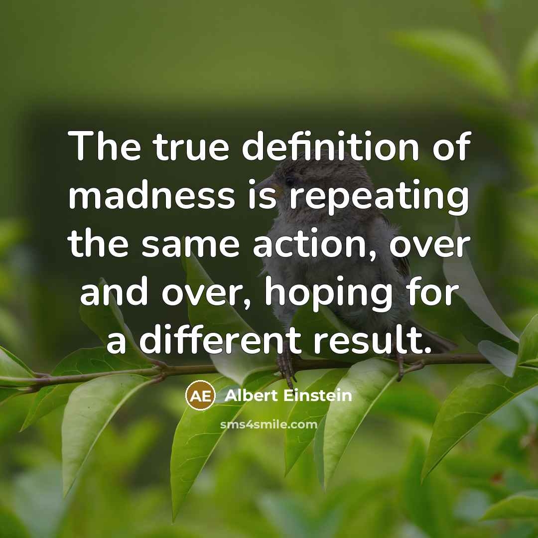 “The true definition of madness is repeating the same action,…” quote by Albert Einstein