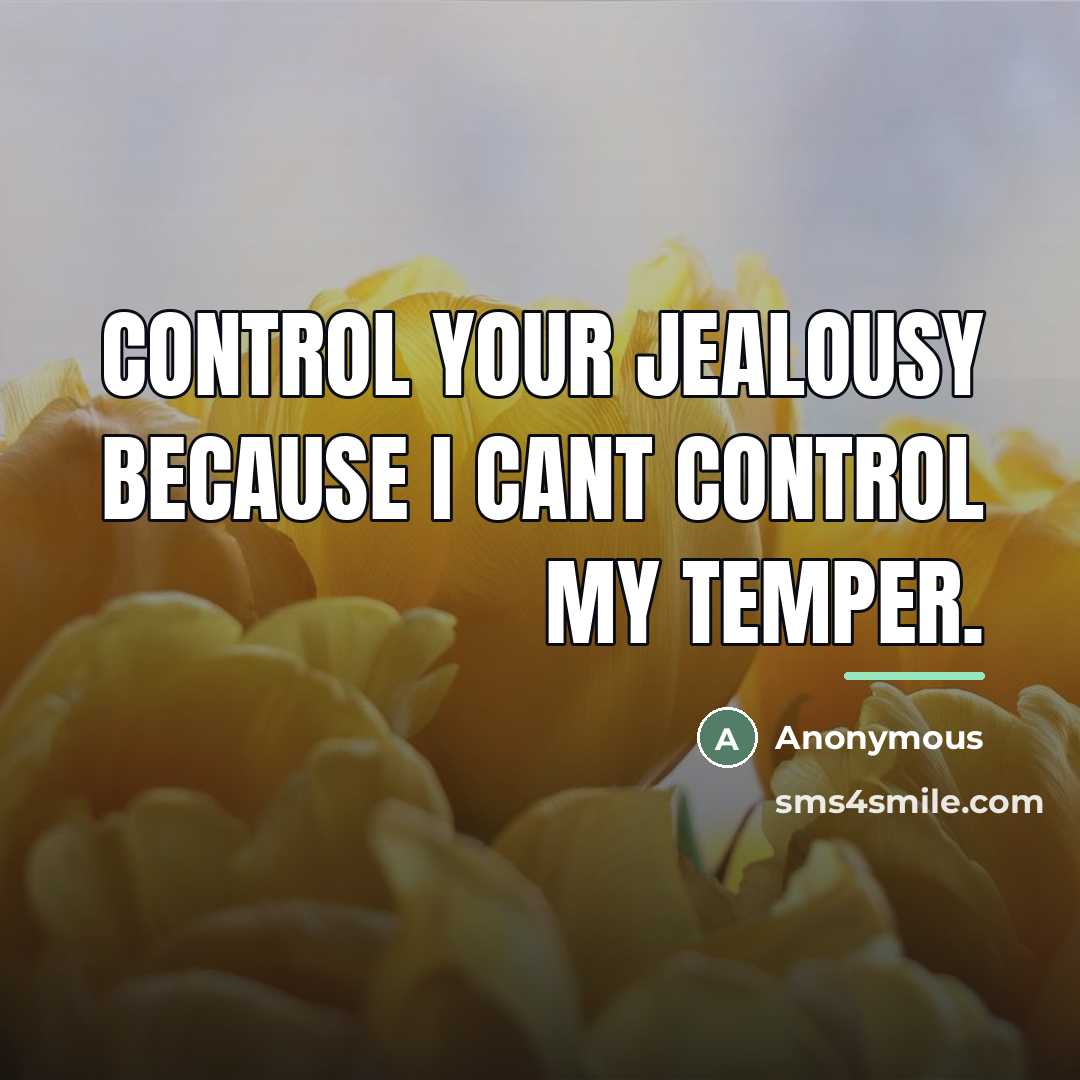 “Control your jealousy because I cant control my temper.…” quote by Anonymous
