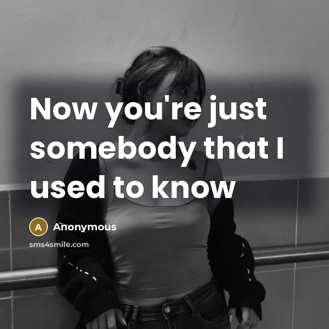 “Now you're just somebody that I used to know…” quote by Anonymous
