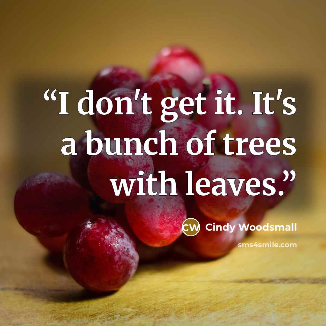“I don't get it. It's a bunch of trees with leaves.” quote by Cindy Woodsmall